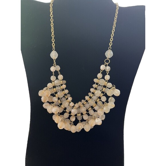 Vintage Statement Pale Pink Stone Cluster Necklace Dell Adjustable Chain - Picture 1 of 5